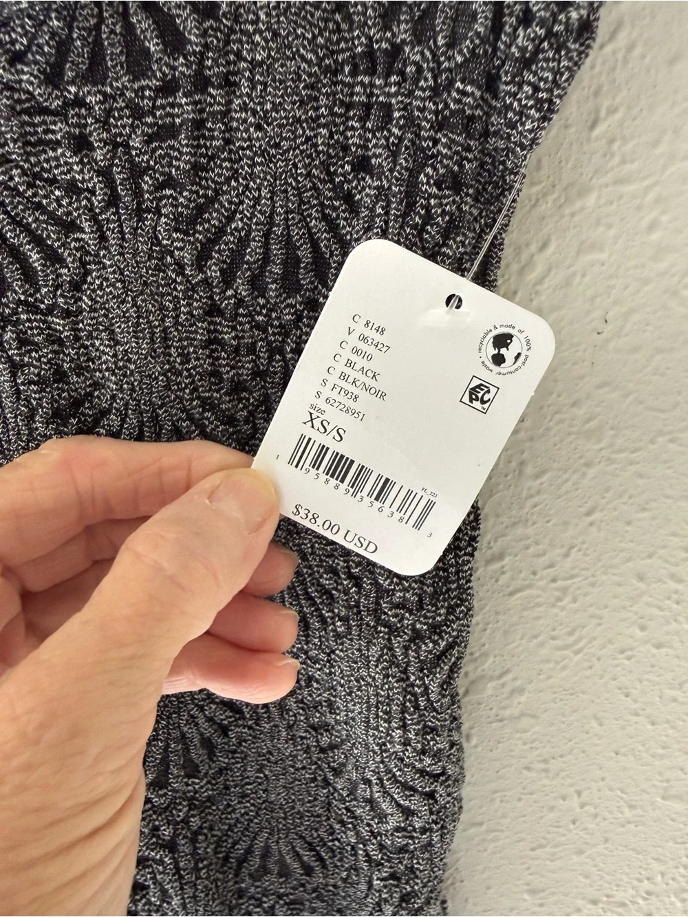 NWT Free people love letter cami in black/ grey.